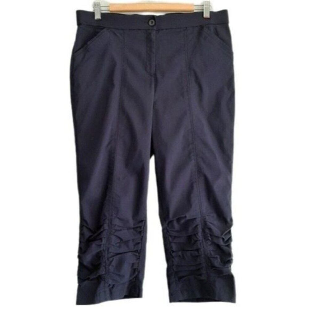 LAURA Petites Crop Capri Pants Ruched Detail Sz 14 P
